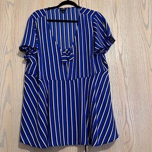 Blue and white striped blouse